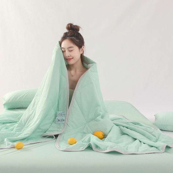 薇玛仕 2026新款超声波带氨凉感丝纯色瓜瓜凉感夏被空调被 纯色湖蓝