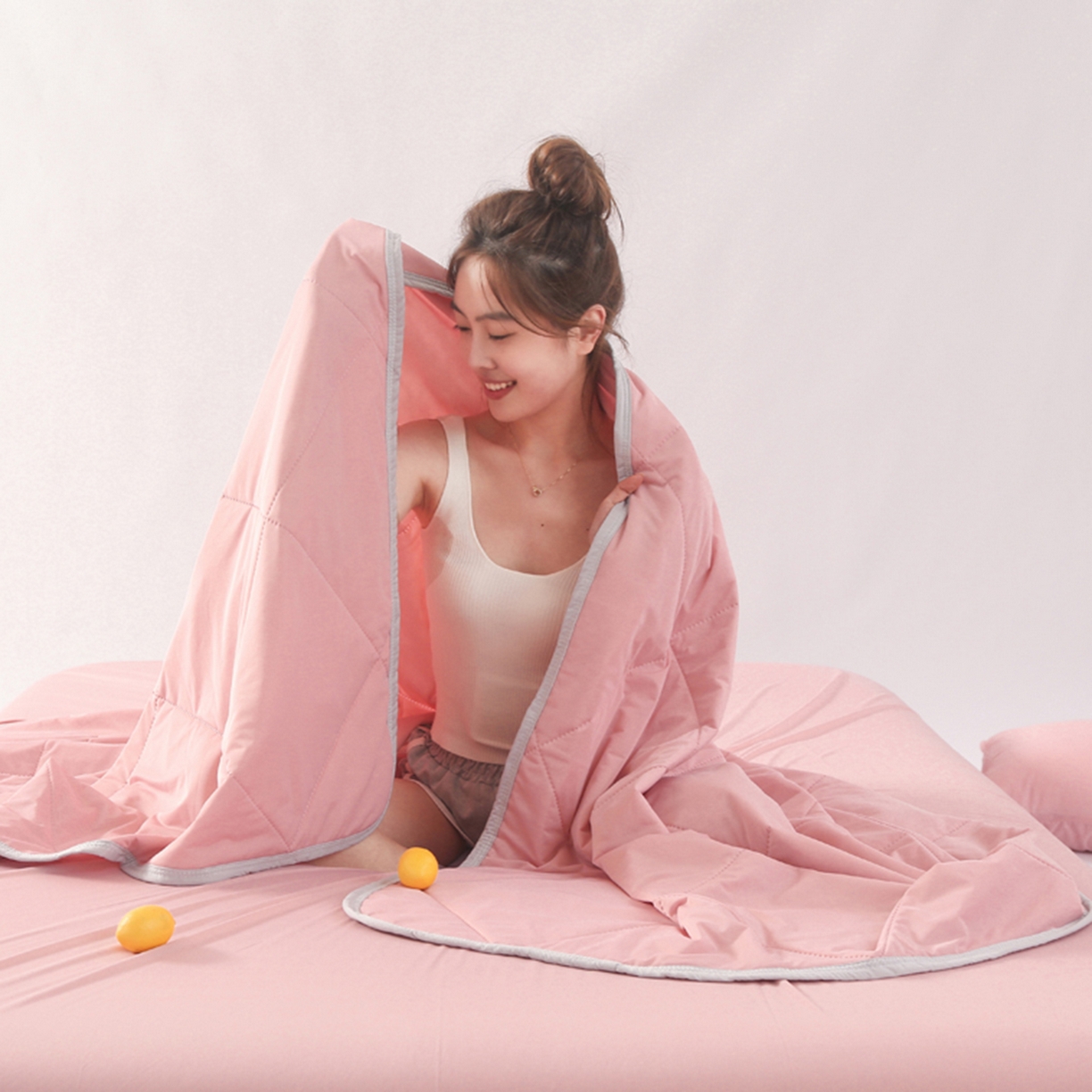 薇玛仕 2026新款超声波带氨凉感丝纯色瓜瓜凉感夏被空调被 纯粉色