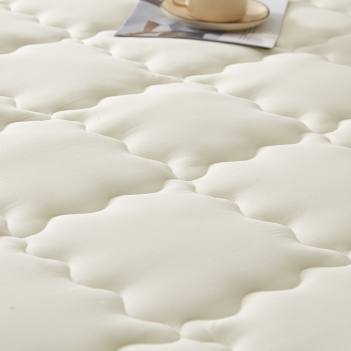 91家纺网 家纺一手货源 找家纺 伊赛家纺 2026新款抗菌防螨夹棉大方格床笠 米黄色