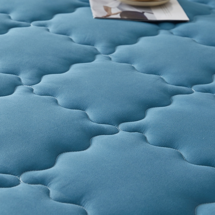 91家纺网 家纺一手货源 找家纺 伊赛家纺 2026新款抗菌防螨夹棉大方格床笠 深海蓝