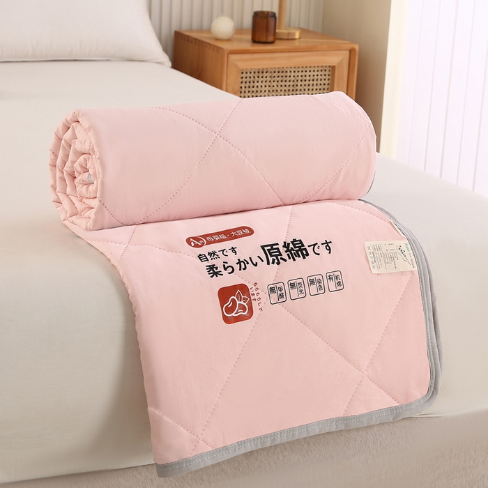 薇玛仕 2026新款外贸跨境电商礼品烫画款超声波原棉大豆夏凉被空调被单双人薄被子 超声波--原棉粉色