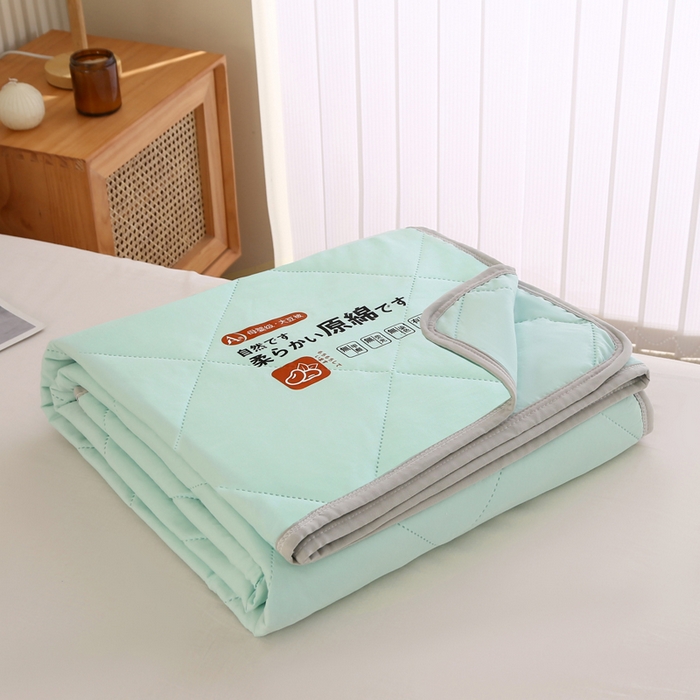 91家纺网 家纺一手货源 找家纺 薇玛仕 2026新款外贸跨境电商礼品烫画款超声波原棉大豆夏凉被空调被单双人薄被子 超声波--原棉湖蓝