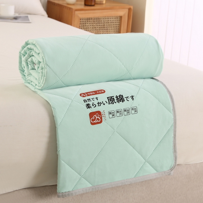 薇玛仕 2026新款外贸跨境电商礼品烫画款超声波原棉大豆夏凉被空调被单双人薄被子 超声波--原棉湖蓝