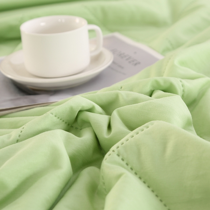 91家纺网 家纺一手货源 找家纺 薇玛仕 2026新款外贸跨境电商礼品烫画款超声波原棉大豆夏凉被空调被单双人薄被子 超声波--原棉果绿