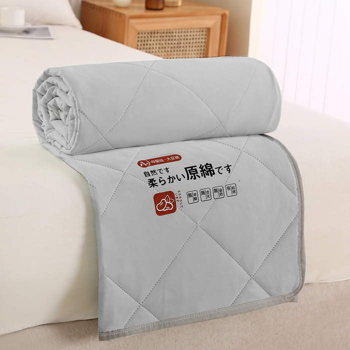 薇玛仕 2026新款外贸跨境电商礼品烫画款超声波原棉大豆夏凉被空调被单双人薄被子 超声波--原棉灰色