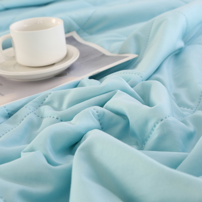 91家纺网 家纺一手货源 找家纺 薇玛仕 2026新款外贸跨境电商礼品烫画款超声波原棉大豆夏凉被空调被单双人薄被子 超声波--原棉天蓝