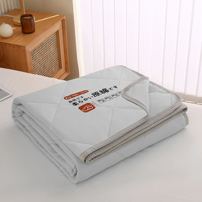 91家纺网 家纺一手货源 找家纺 薇玛仕 2026新款外贸跨境电商礼品烫画款超声波原棉大豆夏凉被空调被单双人薄被子 超声波--原棉灰色