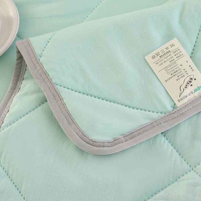 91家纺网 家纺一手货源 找家纺 薇玛仕 2026新款外贸跨境电商礼品烫画款超声波原棉大豆夏凉被空调被单双人薄被子 超声波--原棉湖蓝