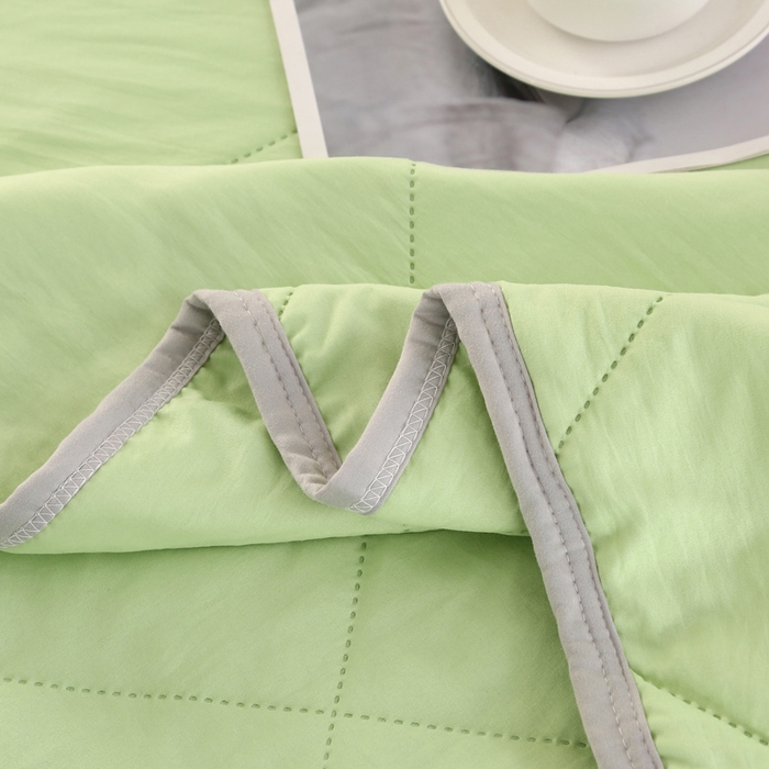 91家纺网 家纺一手货源 找家纺 薇玛仕 2026新款外贸跨境电商礼品烫画款超声波原棉大豆夏凉被空调被单双人薄被子 超声波--原棉果绿