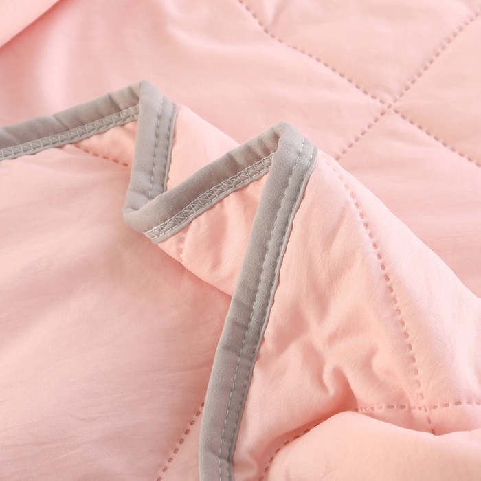 91家纺网 家纺一手货源 找家纺 薇玛仕 2026新款外贸跨境电商礼品烫画款超声波原棉大豆夏凉被空调被单双人薄被子 超声波--原棉粉色