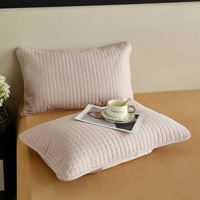 伊赛家纺 2026新款纯棉夹棉半包枕套 枕套半包咖色