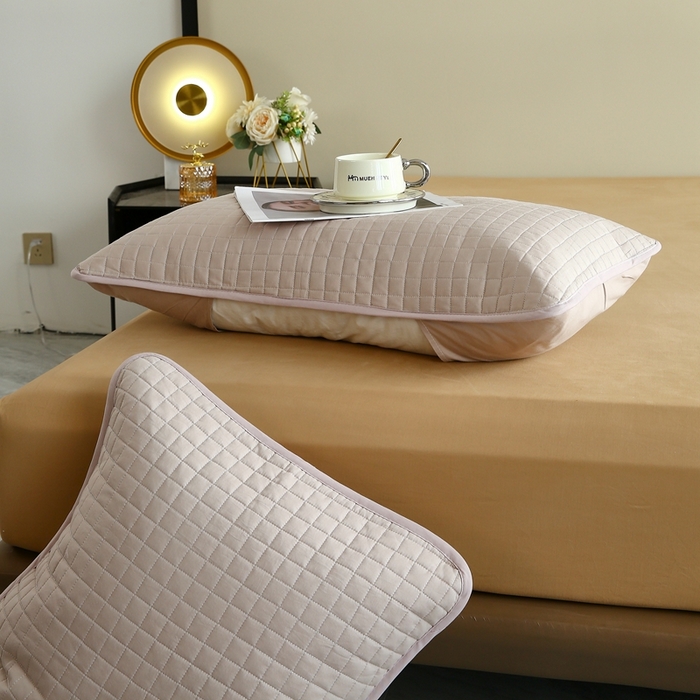 91家纺网 家纺一手货源 找家纺 伊赛家纺 2026新款纯棉夹棉半包枕套 枕套半包咖色