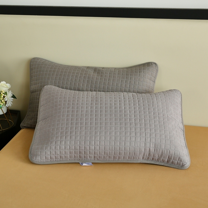 91家纺网 家纺一手货源 找家纺 伊赛家纺 2026新款纯棉夹棉半包枕套 枕套半包灰