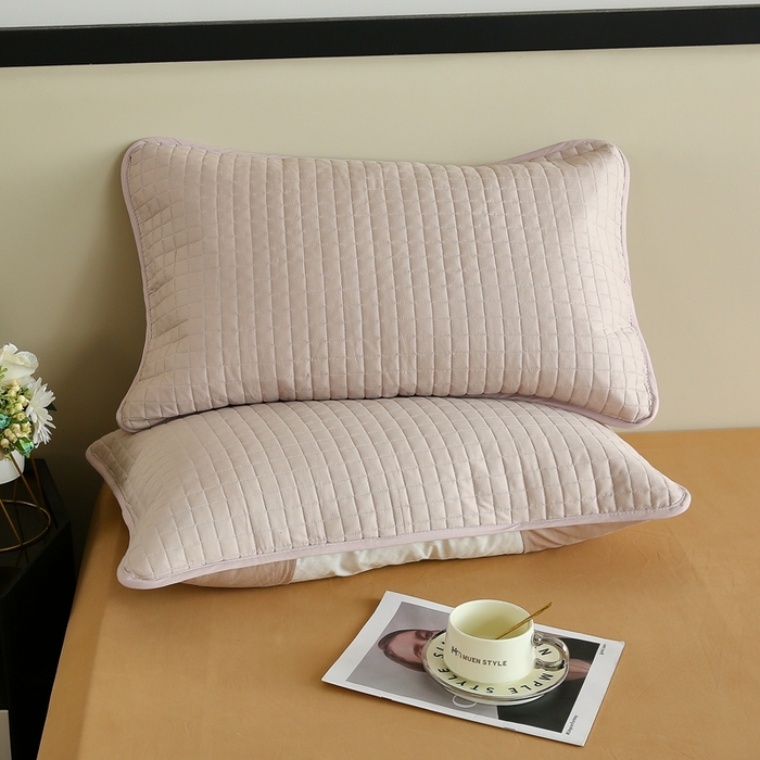 91家纺网 家纺一手货源 找家纺 伊赛家纺 2026新款纯棉夹棉半包枕套 枕套半包咖色