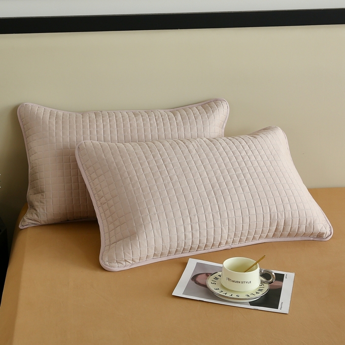 91家纺网 家纺一手货源 找家纺 伊赛家纺 2026新款纯棉夹棉半包枕套 枕套半包咖色