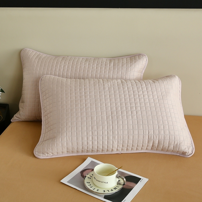 91家纺网 家纺一手货源 找家纺 伊赛家纺 2026新款纯棉夹棉半包枕套 枕套半包咖色