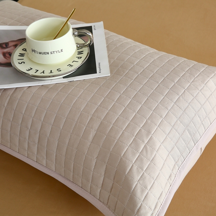 91家纺网 家纺一手货源 找家纺 伊赛家纺 2026新款纯棉夹棉半包枕套 枕套半包咖色