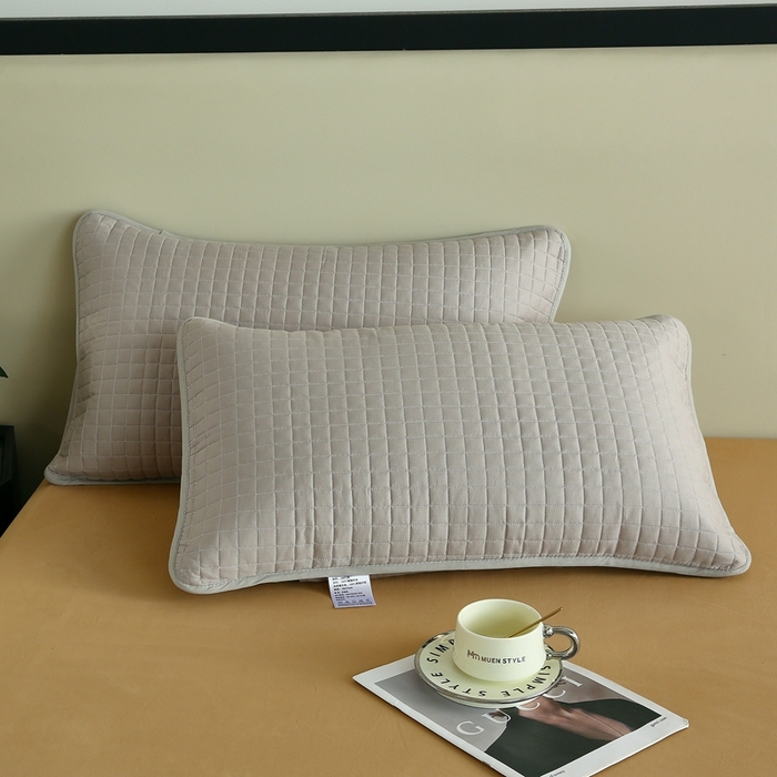 伊赛家纺 2026新款纯棉夹棉全包枕套 枕套全包灰色