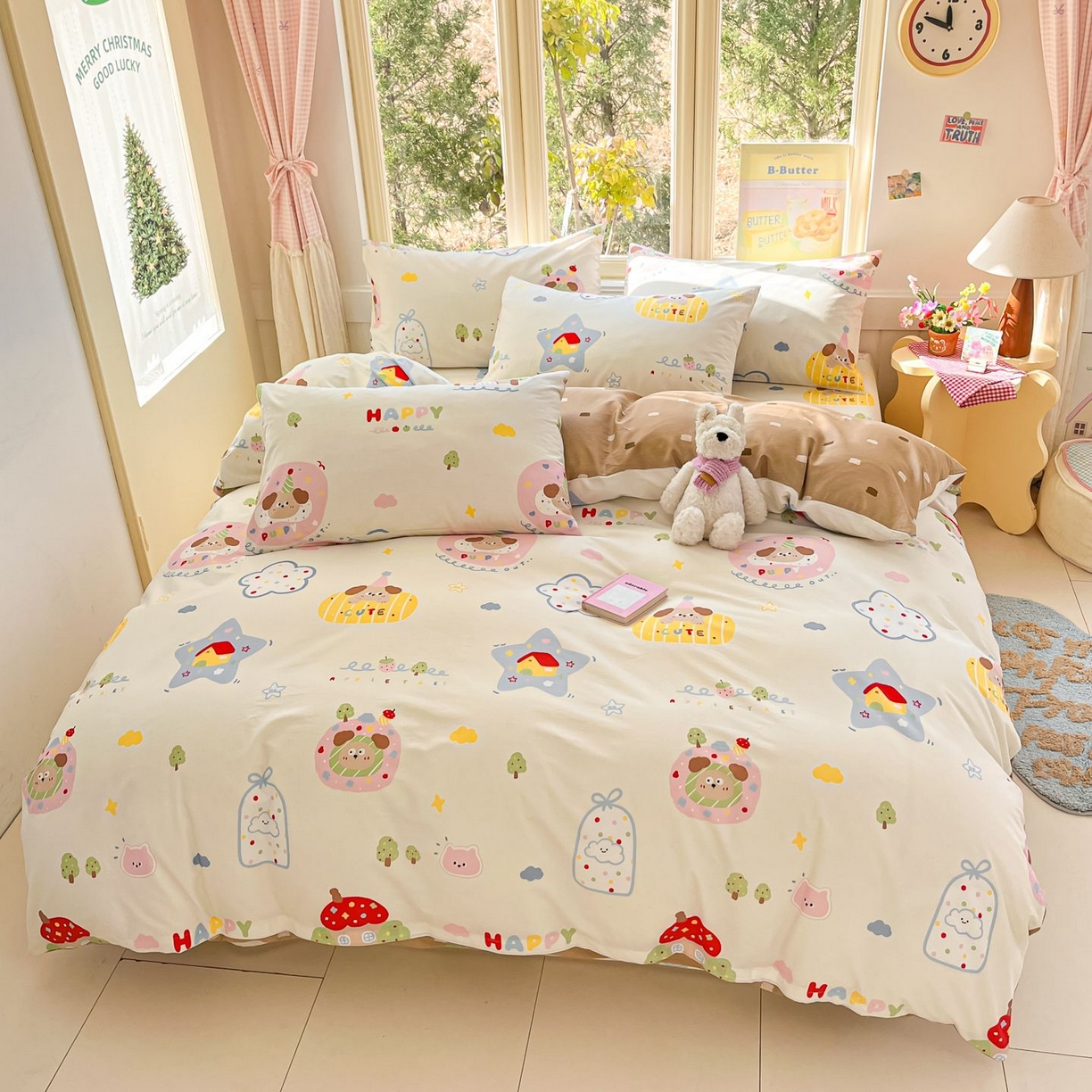 91家纺网 家纺一手货源 找家纺 女子家纺 2026新款全棉纯棉13070印花四件套单品系列 香草泡芙