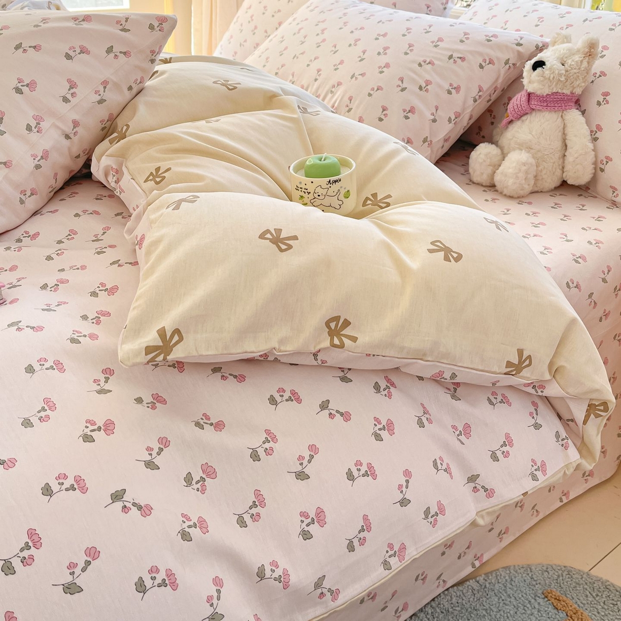 91家纺网 家纺一手货源 找家纺 女子家纺 2026新款全棉纯棉13070印花四件套单品系列 花漾