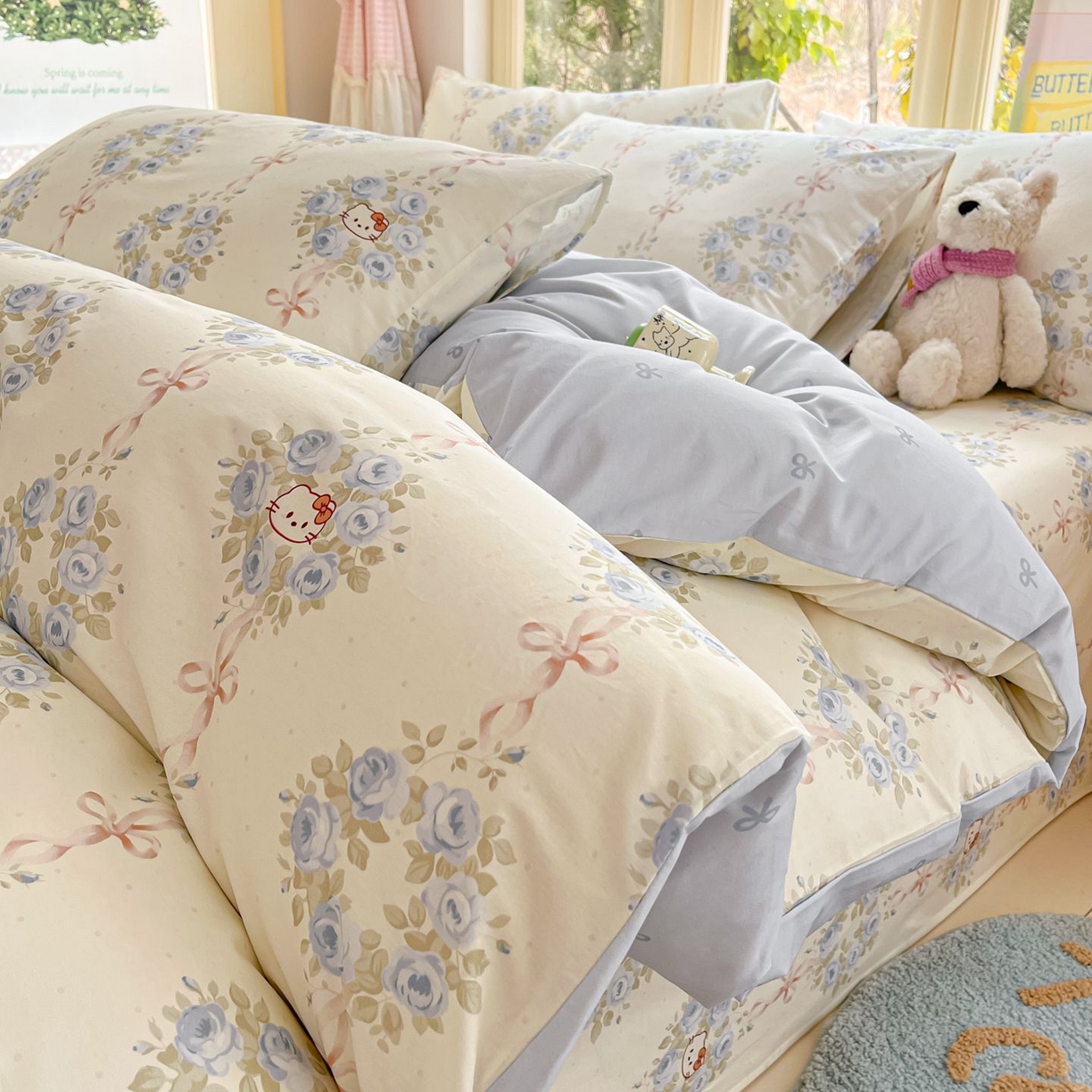 女子家纺 2026新款全棉纯棉13070印花四件套单品系列 花园凯蒂