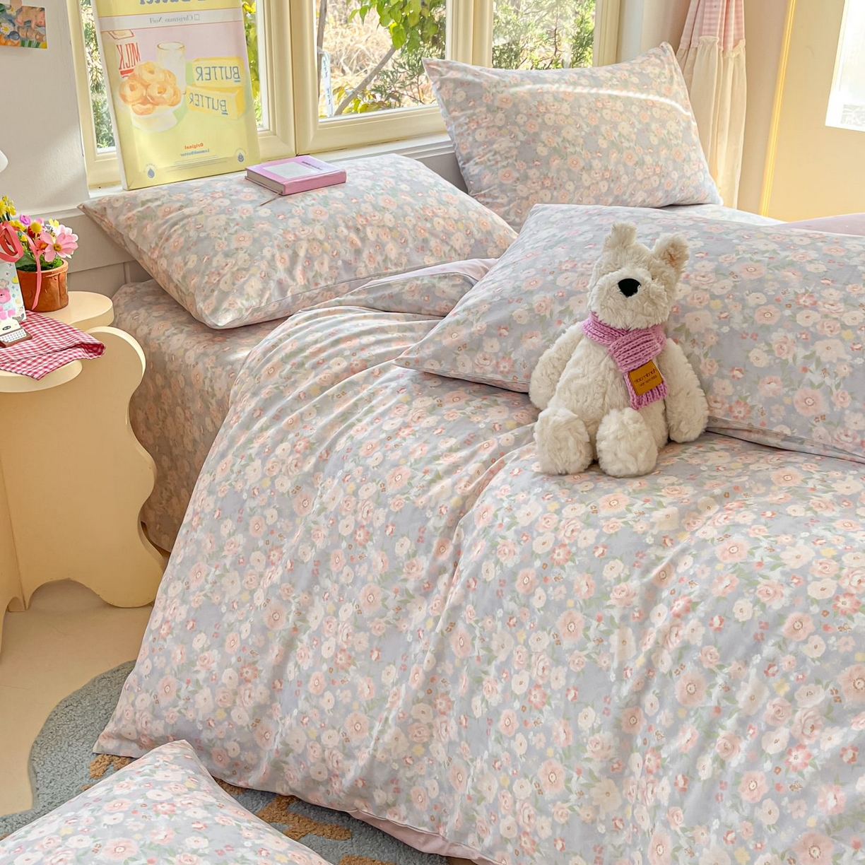 91家纺网 家纺一手货源 找家纺 女子家纺 2026新款全棉纯棉13070印花四件套单品系列 繁花-粉