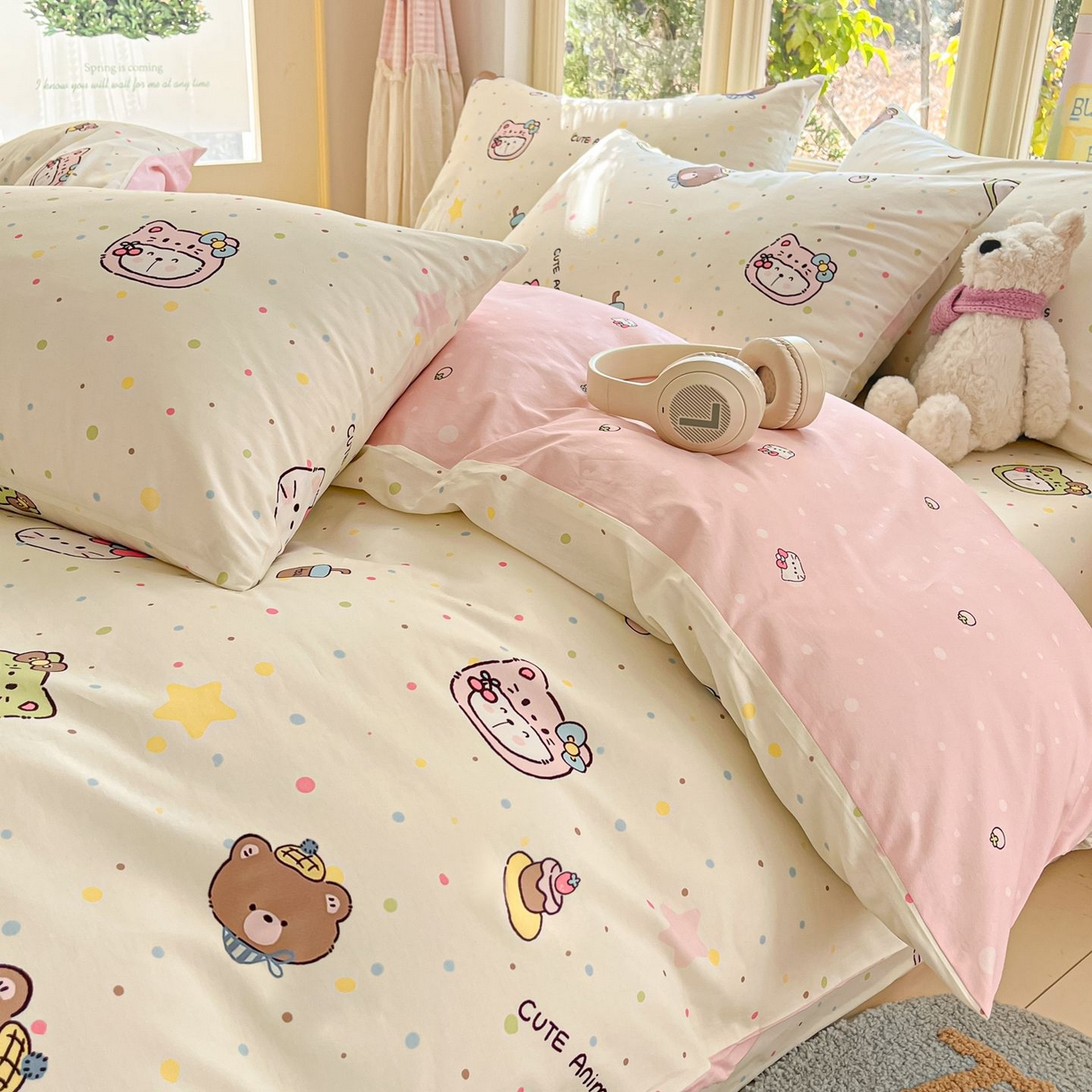 91家纺网 家纺一手货源 找家纺 女子家纺 2026新款全棉纯棉13070印花四件套单品系列 甜豆星球