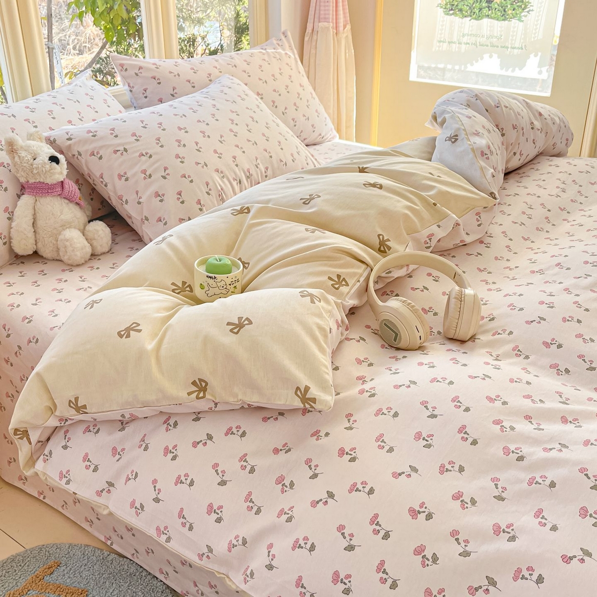 91家纺网 家纺一手货源 找家纺 女子家纺 2026新款全棉纯棉13070印花四件套单品系列 花漾