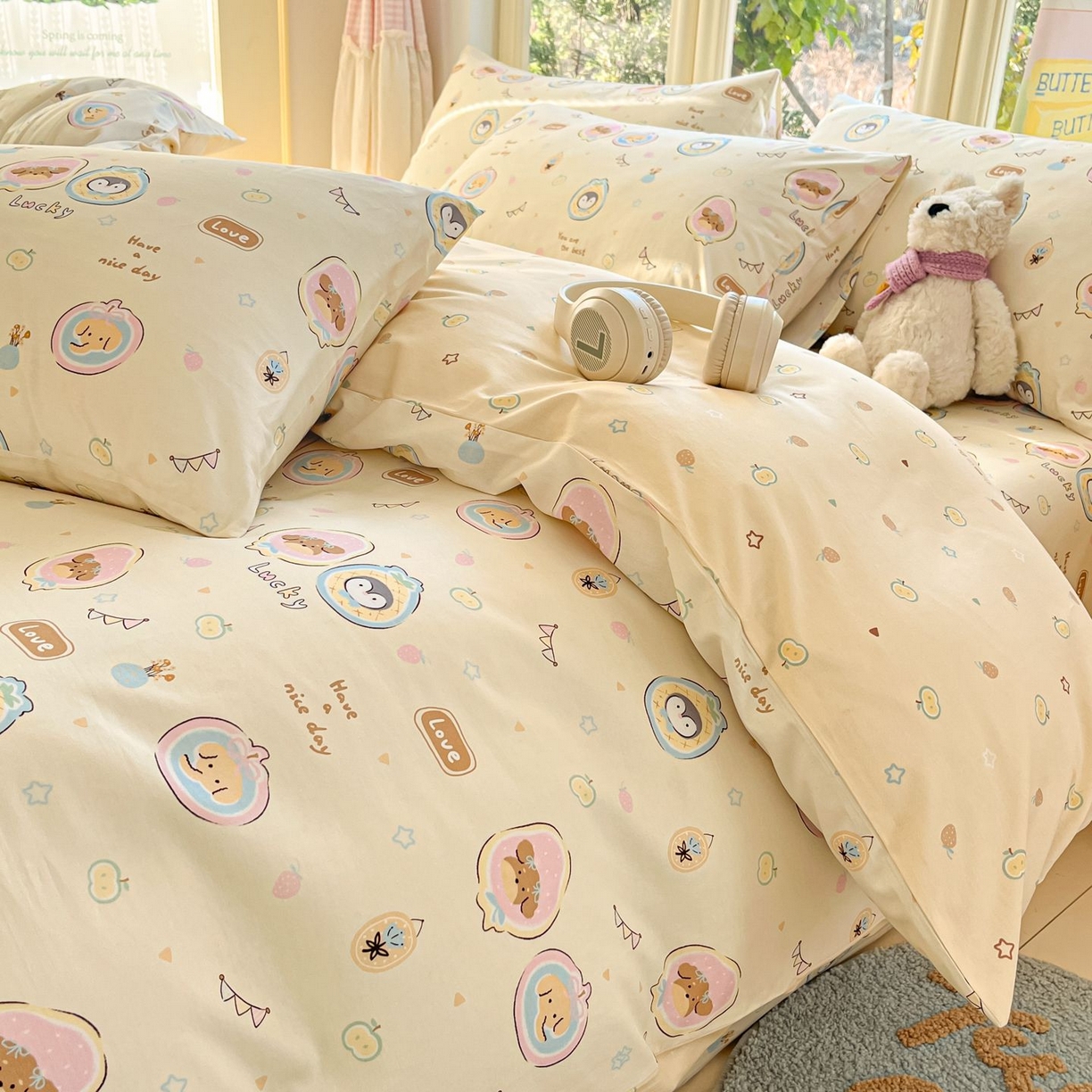 91家纺网 家纺一手货源 找家纺 女子家纺 2026新款全棉纯棉13070印花四件套单品系列 奇妙动物园