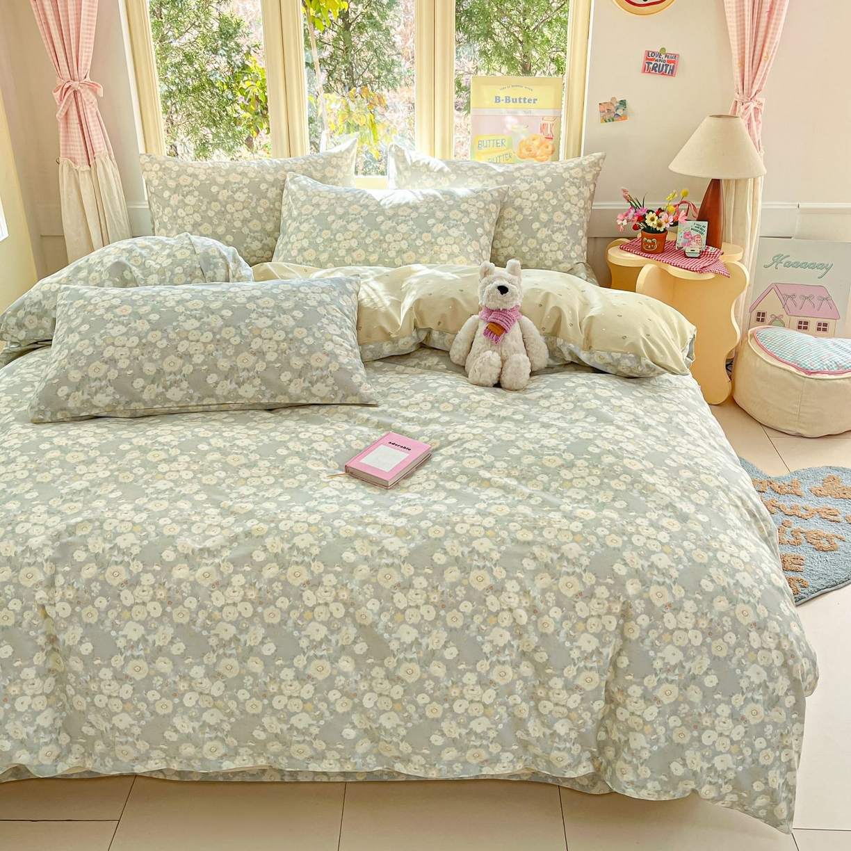 91家纺网 家纺一手货源 找家纺 女子家纺 2026新款全棉纯棉13070印花四件套单品系列 繁花-绿