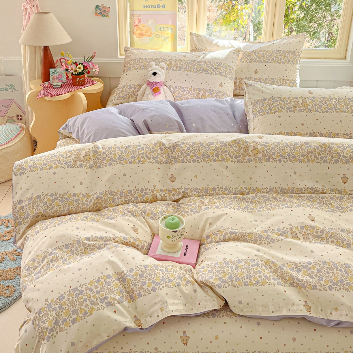 91家纺网 家纺一手货源 找家纺 女子家纺 2026新款全棉纯棉13070印花四件套单品系列 小熊温蒂