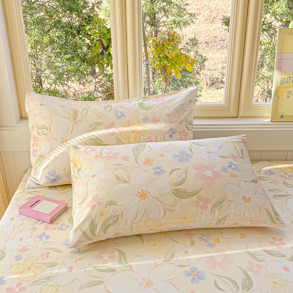 91家纺网 家纺一手货源 找家纺 女子家纺 2026新款全棉纯棉13070印花四件套单品系列 春风里-杏色