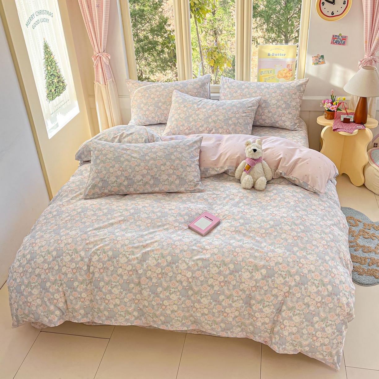 91家纺网 家纺一手货源 找家纺 女子家纺 2026新款全棉纯棉13070印花四件套单品系列 繁花-粉