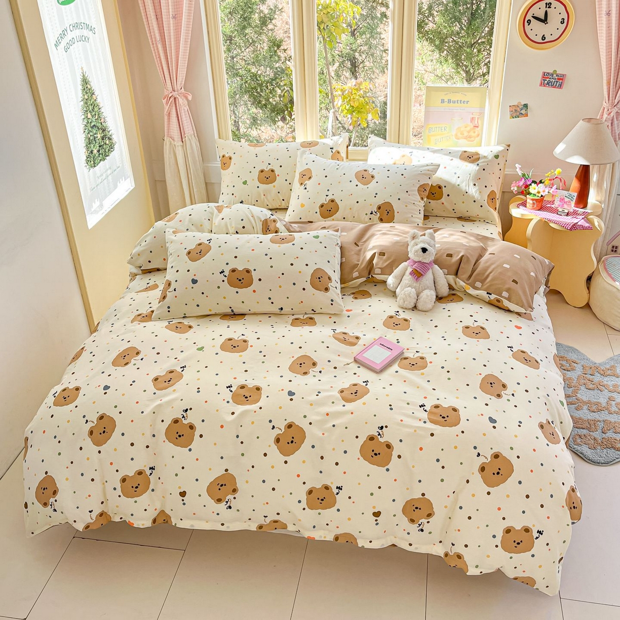 91家纺网 家纺一手货源 找家纺 女子家纺 2026新款全棉纯棉13070印花四件套单品系列 小熊软糖