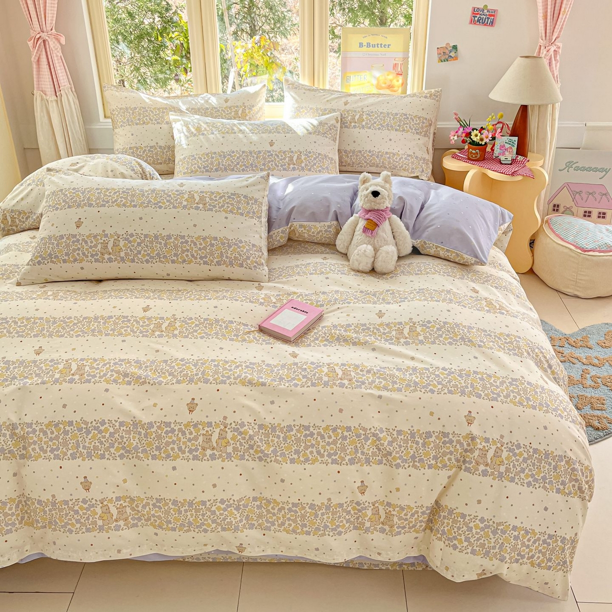 91家纺网 家纺一手货源 找家纺 女子家纺 2026新款全棉纯棉13070印花四件套单品系列 小熊温蒂