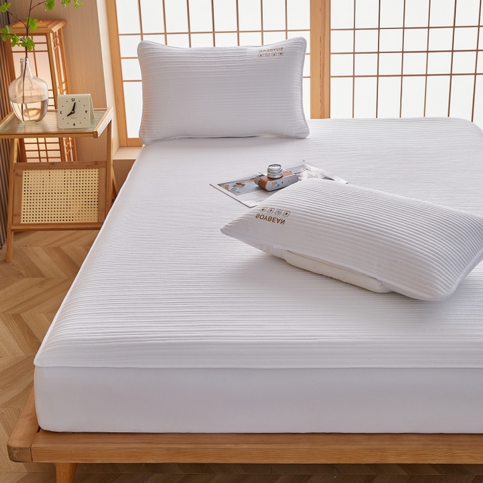 91家纺网 家纺一手货源 找家纺 （总）伊赛家纺 2026新款条纹夹棉抗菌全包床笠