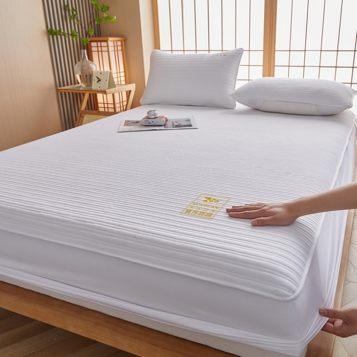 91家纺网 家纺一手货源 找家纺 （总）伊赛家纺 2026新款条纹夹棉抗菌全包床笠