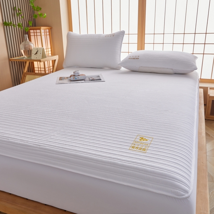 91家纺网 家纺一手货源 找家纺 （总）伊赛家纺 2026新款条纹夹棉抗菌全包床笠