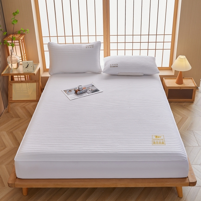 91家纺网 家纺一手货源 找家纺 （总）伊赛家纺 2026新款条纹夹棉抗菌全包床笠