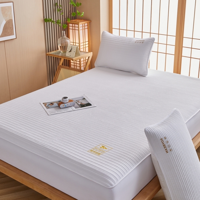 91家纺网 家纺一手货源 找家纺 （总）伊赛家纺 2026新款条纹夹棉抗菌全包床笠