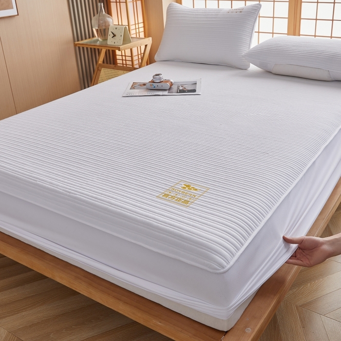 91家纺网 家纺一手货源 找家纺 （总）伊赛家纺 2026新款条纹夹棉抗菌全包床笠