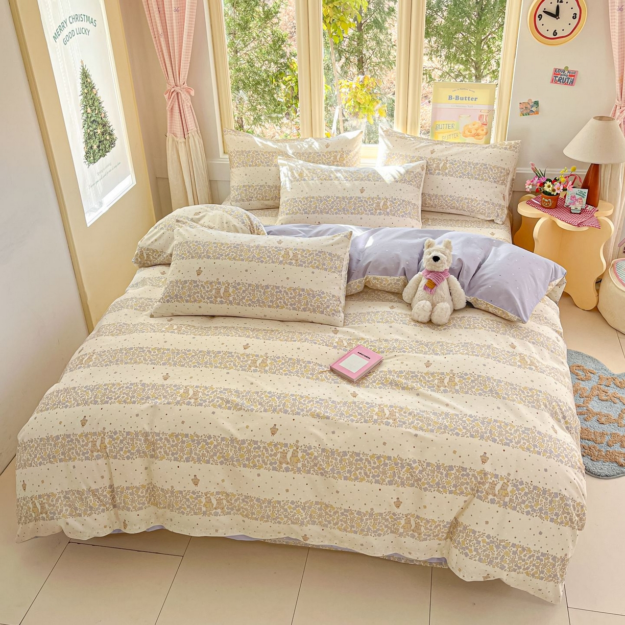 91家纺网 家纺一手货源 找家纺 女子家纺 2026新款全棉纯棉13070印花四件套单品系列 小熊温蒂