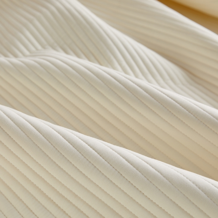 91家纺网 家纺一手货源 找家纺 伊赛家纺 2026新款条纹夹棉抗菌全包床笠 抗菌-米黄色