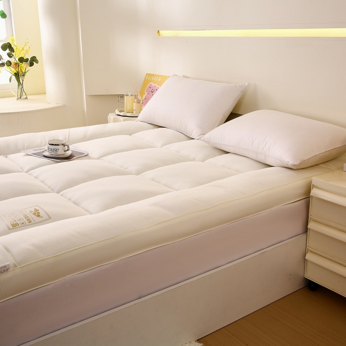 91家纺网 家纺一手货源 找家纺 伊赛家纺 2026新款亲肤磨毛大豆床褥床垫 白色