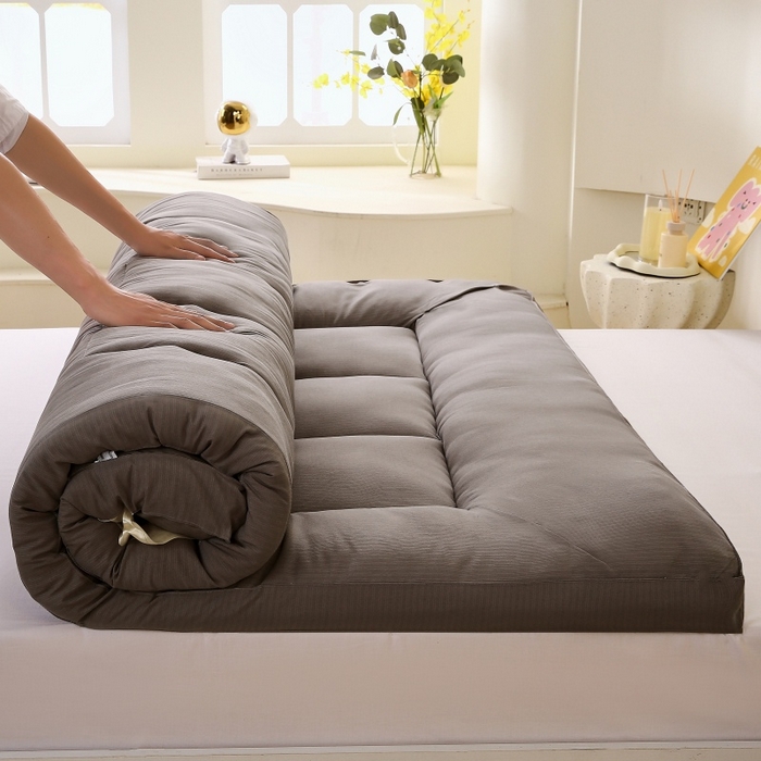 91家纺网 家纺一手货源 找家纺 伊赛家纺 2026新款亲肤磨毛大豆床褥床垫 灰色