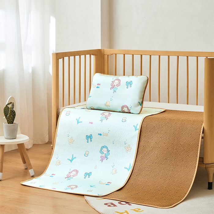 91家纺网 家纺一手货源 找家纺 嗨生活 2026新款婴童双面凉席 美人鱼