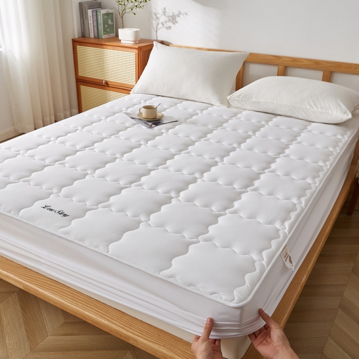 91家纺网 家纺一手货源 找家纺 （总）伊赛家纺 2026新款抗菌防螨助眠全棉夹棉绗缝床笠-大格