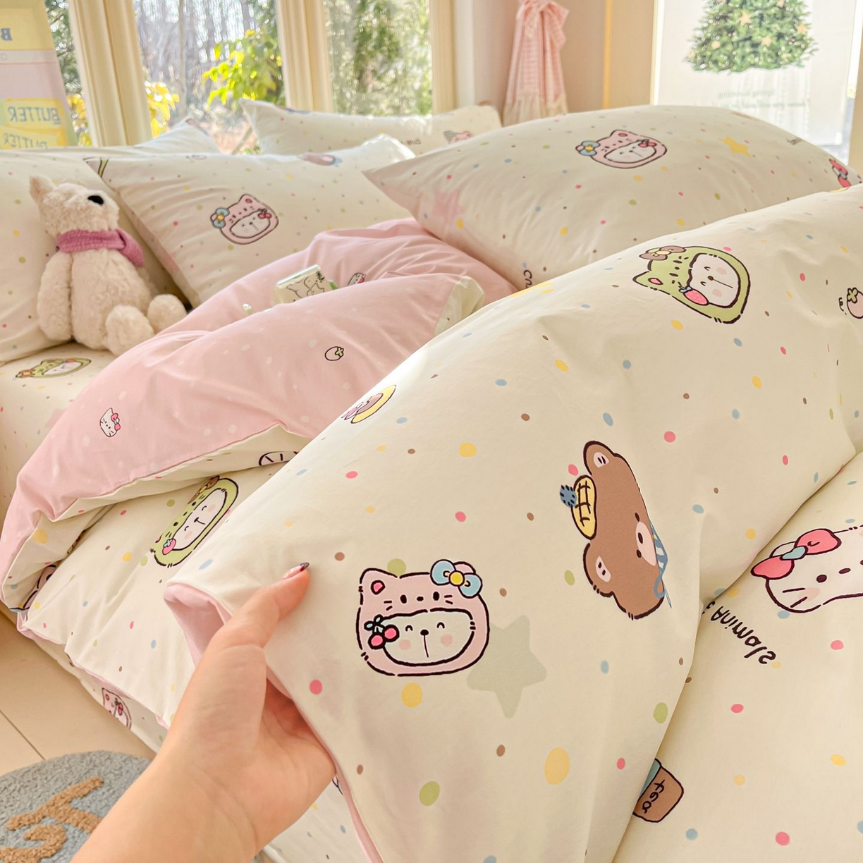 91家纺网 家纺一手货源 找家纺 女子家纺 2026新款全棉纯棉13070印花四件套单品系列 甜豆星球