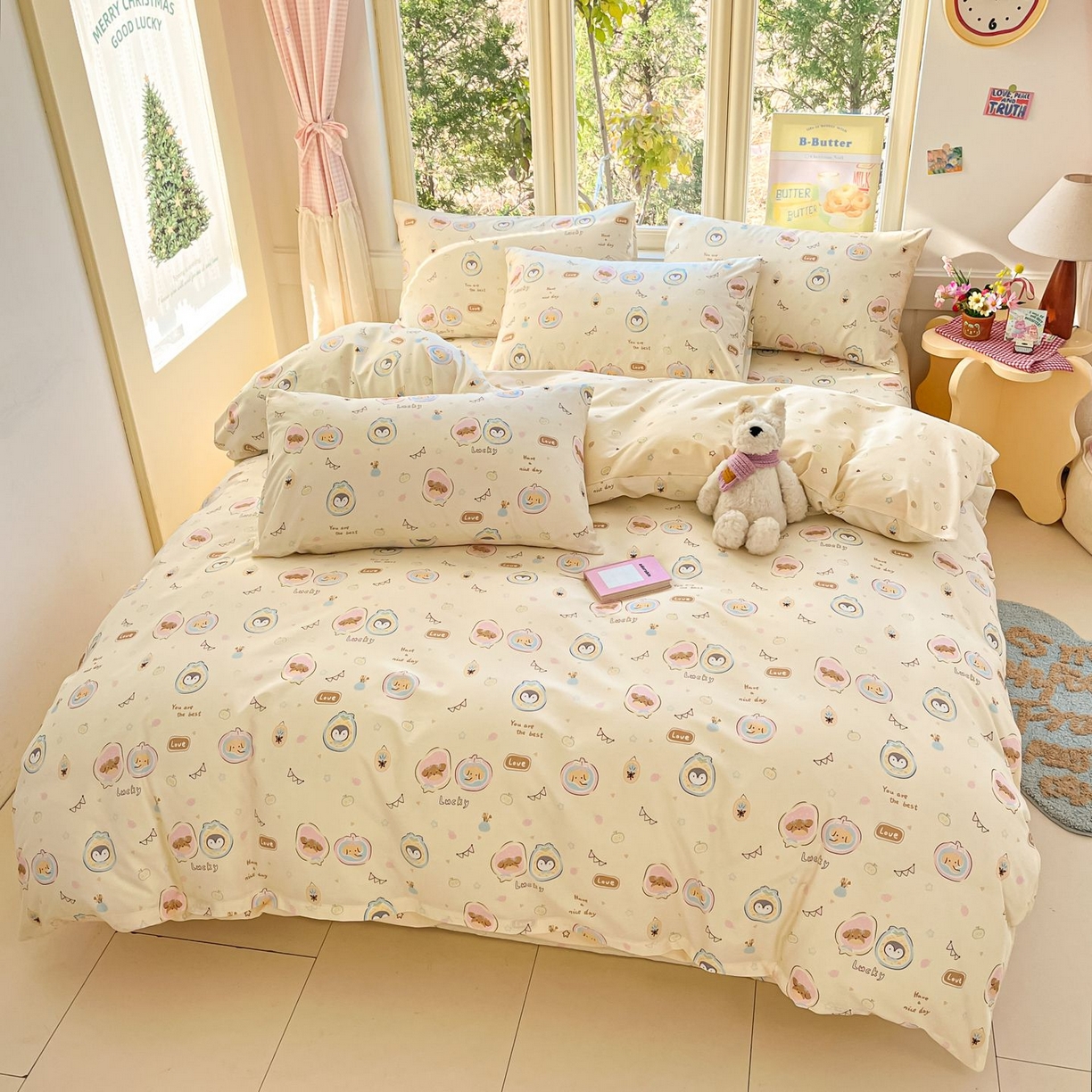 91家纺网 家纺一手货源 找家纺 女子家纺 2026新款全棉纯棉13070印花四件套单品系列 奇妙动物园