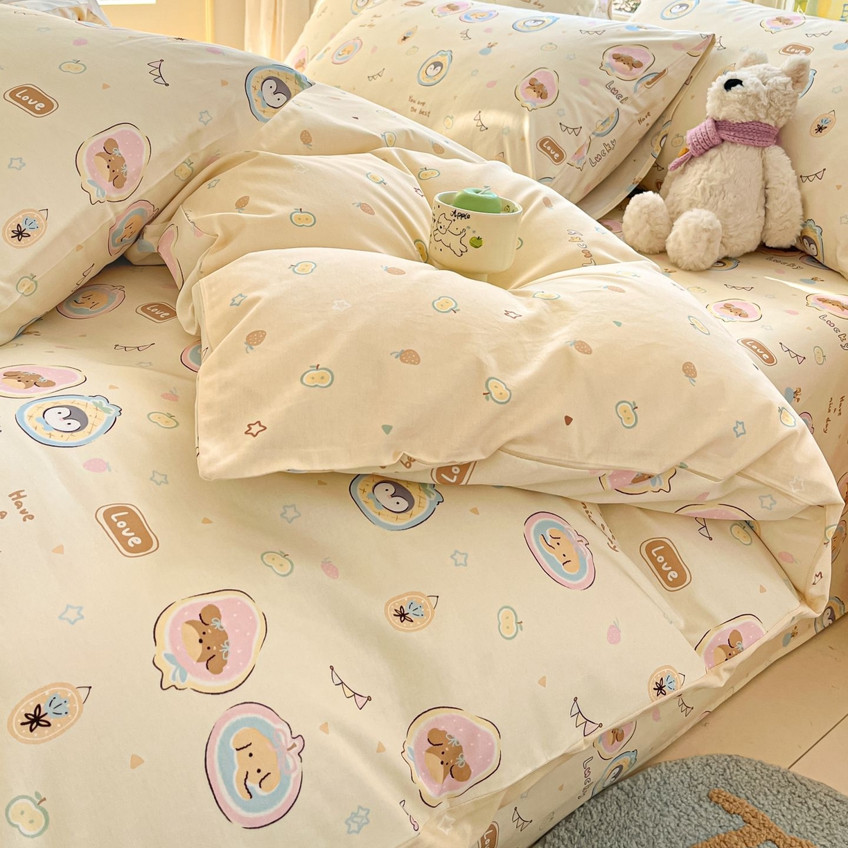 91家纺网 家纺一手货源 找家纺 女子家纺 2026新款全棉纯棉13070印花四件套单品系列 奇妙动物园